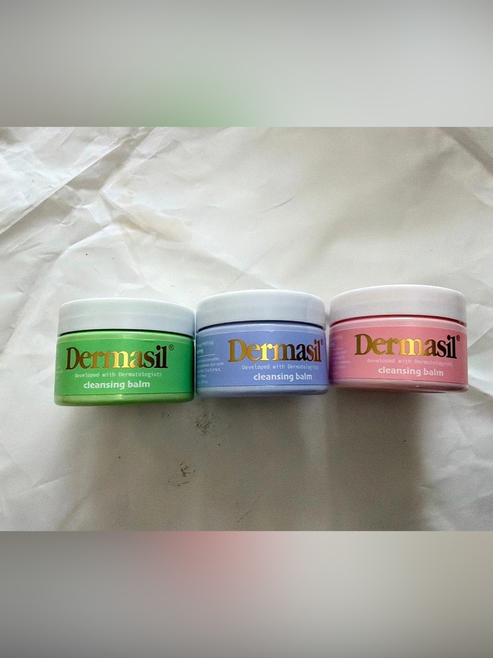 Dermasil Cleansing Balm Set Green Blue Pink NWT